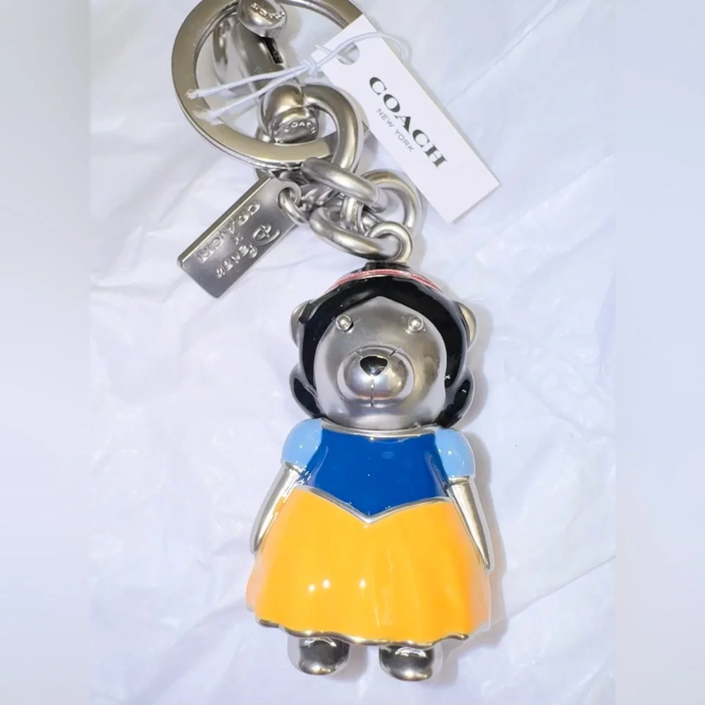 Coach Disney Princess Snow White Bear Keychain bag-charm Silver - NWT